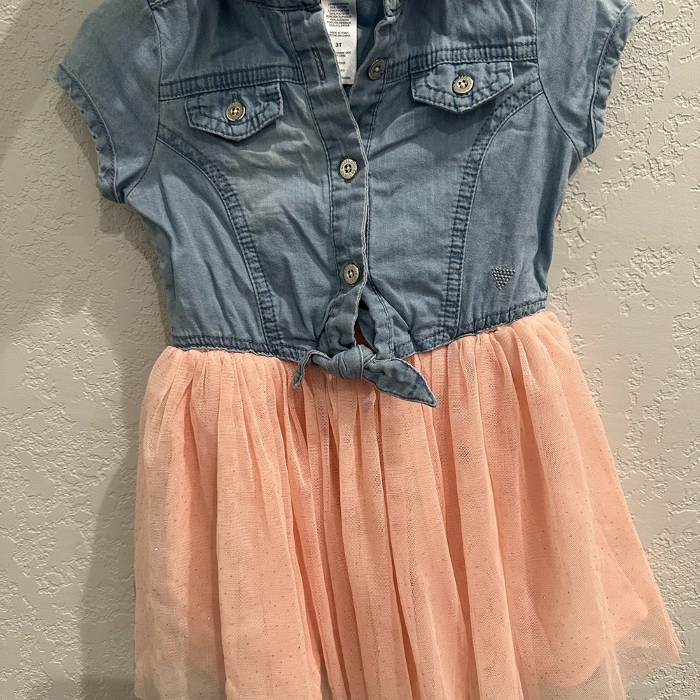 GUESS Denim and Pink Tulle Dress